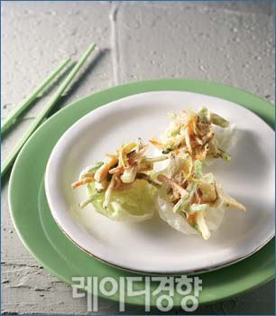 잔멸치 채소튀김 양상추쌈